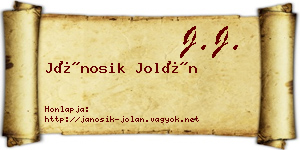 Jánosik Jolán névjegykártya